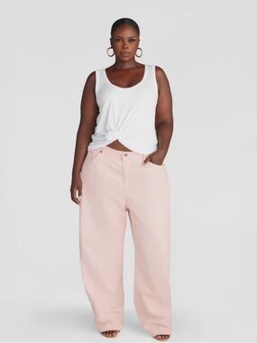 KBB by KAHLANA Women's Mid-Rise Barrel Leg 'The Kahlana Jean' - Light Pink 17